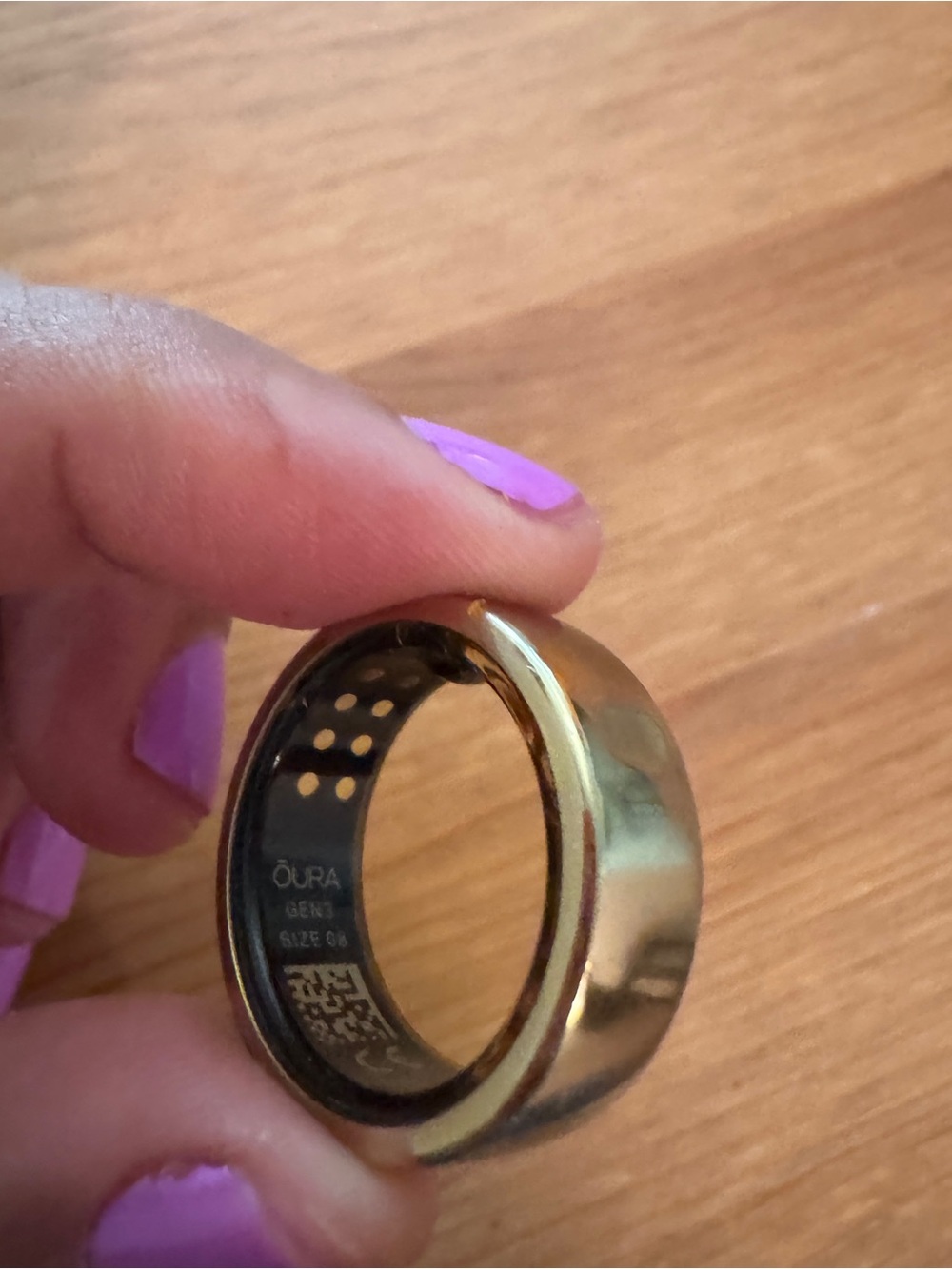 Oura Ring Gen3 Gold Tone Smart Ring - Size 8